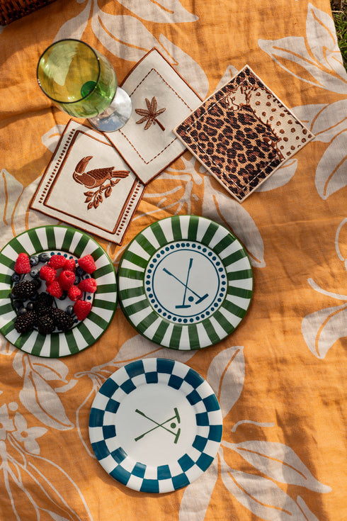Tucan Linen Cocktail Napkin Set of 4 / Brown